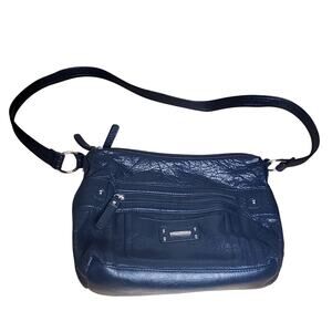 Stone & Co Black Black Distressed Leather Shoulder Bag